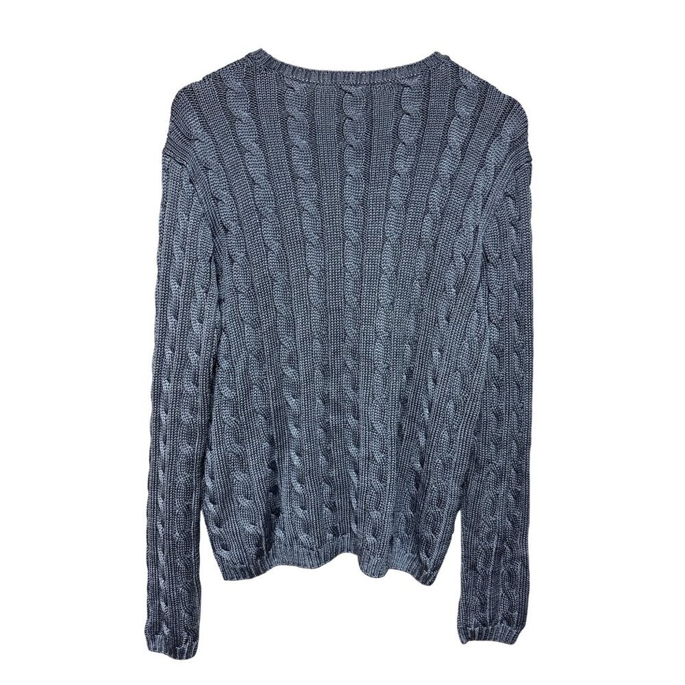 Ralph Lauren Collection Women's Sweater 100% Silk Cableknit Purple Label Blue XL - Picture 6 of 11